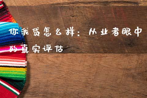 你我贷怎么样：从业者眼中的真实评估_https://www.lcjysmgs.com_恒指直播平台_第1张
