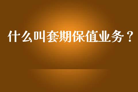 什么叫套期保值业务？_https://www.lcjysmgs.com_恒生指数直播_第1张
