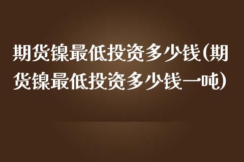 期货镍最低投资多少钱(期货镍最低投资多少钱一吨)_https://www.lcjysmgs.com_德指行情直播_第1张