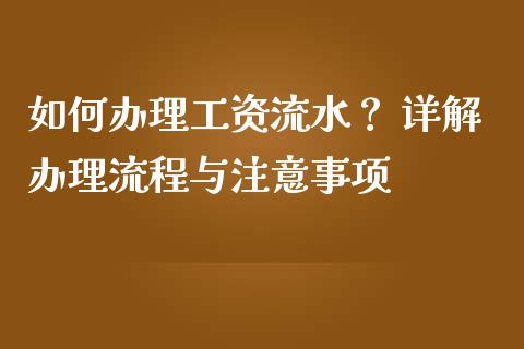 如何办理工资流水？ 详解办理流程与注意事项_https://www.lcjysmgs.com_恒指直播平台_第1张