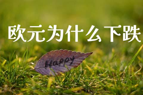 欧元为什么下跌_https://www.lcjysmgs.com_德指行情直播_第1张