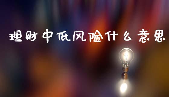 理财中低风险什么意思_https://www.lcjysmgs.com_恒生指数直播_第1张