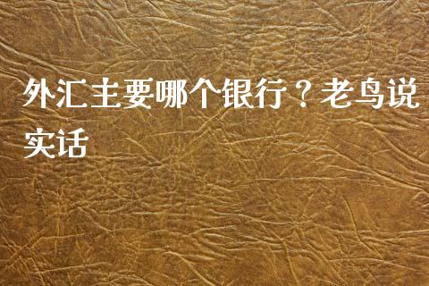 外汇主要哪个银行？老鸟说实话_https://www.lcjysmgs.com_恒生指数直播_第1张