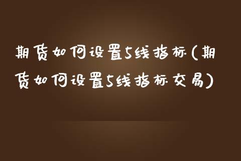期货如何设置5线指标(期货如何设置5线指标交易)_https://www.lcjysmgs.com_黄金期货直播喊单_第1张