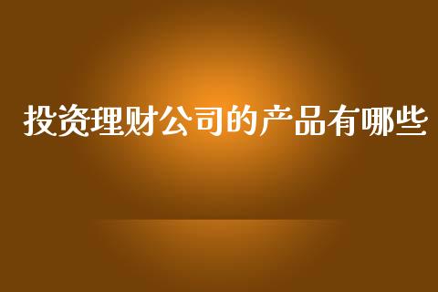 投资理财公司的产品有哪些_https://www.lcjysmgs.com_德指行情直播_第1张