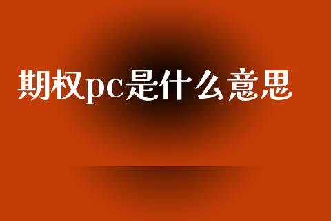 期权pc是什么意思_https://www.lcjysmgs.com_德指行情直播_第1张