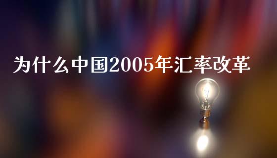 为什么中国2005年汇率改革_https://www.lcjysmgs.com_黄金期货直播喊单_第1张