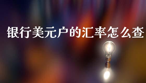 银行美元户的汇率怎么查_https://www.lcjysmgs.com_恒指直播平台_第1张