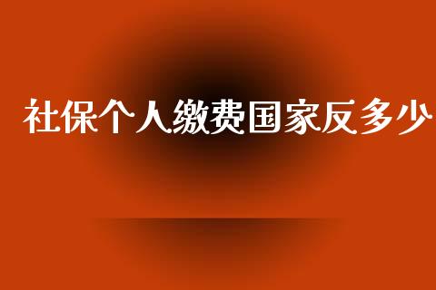 社保个人缴费国家反多少_https://www.lcjysmgs.com_德指行情直播_第1张