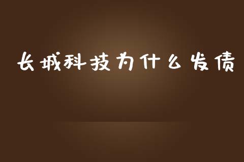 长城科技为什么发债_https://www.lcjysmgs.com_恒指直播平台_第1张