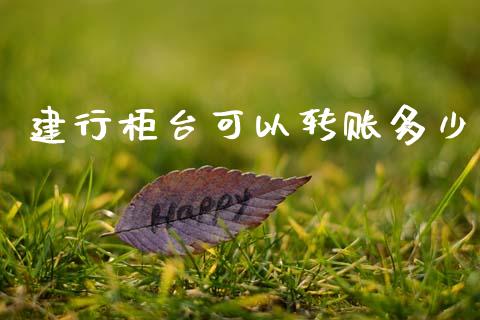 建行柜台可以转账多少_https://www.lcjysmgs.com_恒生指数直播_第1张
