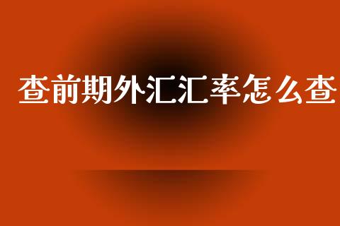 查前期外汇汇率怎么查_https://www.lcjysmgs.com_德指行情直播_第1张