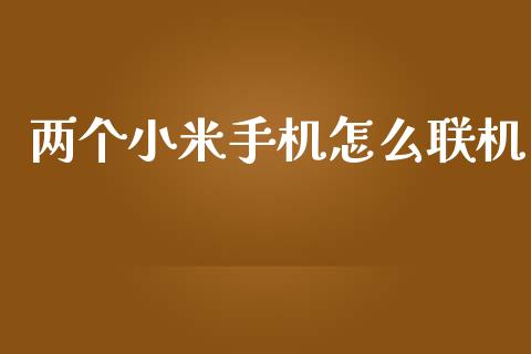 两个小米手机怎么联机_https://www.lcjysmgs.com_恒指直播平台_第1张