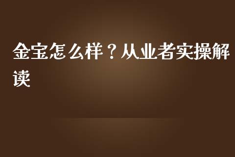 金宝怎么样？从业者实操解读_https://www.lcjysmgs.com_黄金期货直播喊单_第1张