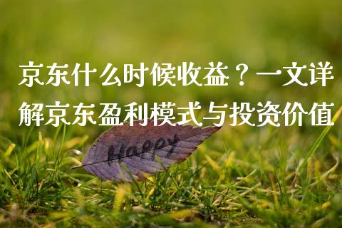 京东什么时候收益？一文详解京东盈利模式与投资价值_https://www.lcjysmgs.com_恒指直播平台_第1张