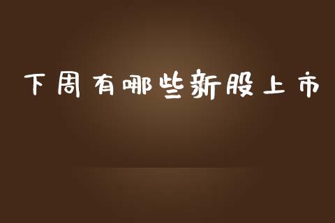 下周有哪些新股上市_https://www.lcjysmgs.com_德指行情直播_第1张