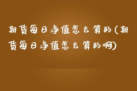 期货每日净值怎么算的(期货每日净值怎么算的啊)_https://www.lcjysmgs.com_恒生指数直播_第1张