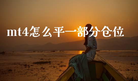 mt4怎么平一部分仓位_https://www.lcjysmgs.com_恒生指数直播_第1张