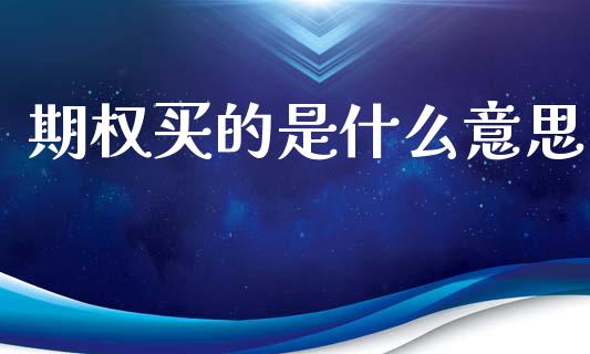 期权买的是什么意思_https://www.lcjysmgs.com_恒生指数直播_第1张
