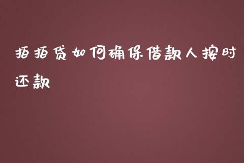 拍拍贷如何确保借款人按时还款_https://www.lcjysmgs.com_恒指直播平台_第1张