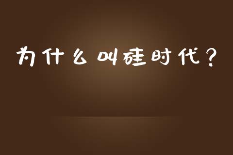 为什么叫硅时代？_https://www.lcjysmgs.com_德指行情直播_第1张