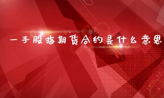 一手股指期货合约是什么意思_https://www.lcjysmgs.com_德指行情直播_第1张
