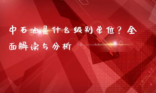 中石油是什么级别单位？全面解读与分析_https://www.lcjysmgs.com_德指行情直播_第1张
