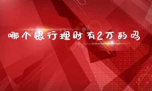 哪个银行理财有2万的吗_https://www.lcjysmgs.com_德指行情直播_第1张