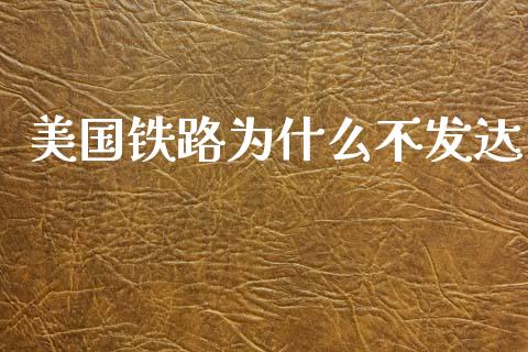 美国铁路为什么不发达_https://www.lcjysmgs.com_恒生指数直播_第1张