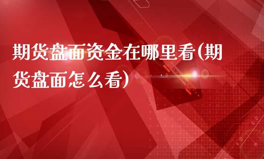 期货盘面资金在哪里看(期货盘面怎么看)_https://www.lcjysmgs.com_恒生指数直播_第1张