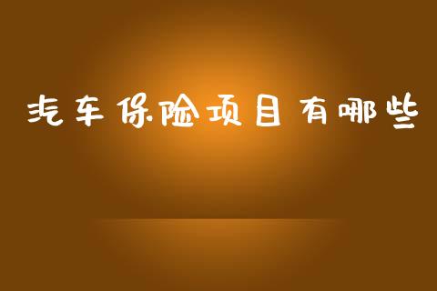 汽车保险项目有哪些_https://www.lcjysmgs.com_德指行情直播_第1张