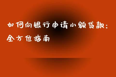如何向银行申请小额贷款：全方位指南_https://www.lcjysmgs.com_恒生指数直播_第1张