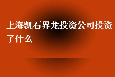 上海凯石界龙投资公司投资了什么_https://www.lcjysmgs.com_恒生指数直播_第1张