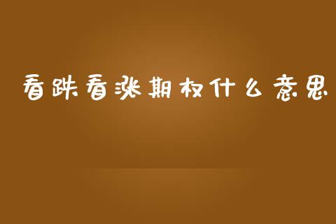 看跌看涨期权什么意思_https://www.lcjysmgs.com_德指行情直播_第1张