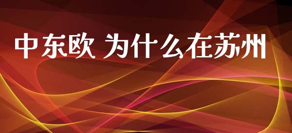 中东欧 为什么在苏州_https://www.lcjysmgs.com_恒指直播平台_第1张