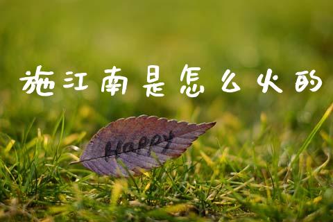施江南是怎么火的_https://www.lcjysmgs.com_恒生指数直播_第1张