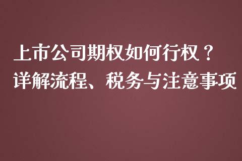 上市公司期权如何行权？ 详解流程、税务与注意事项_https://www.lcjysmgs.com_恒生指数直播_第1张