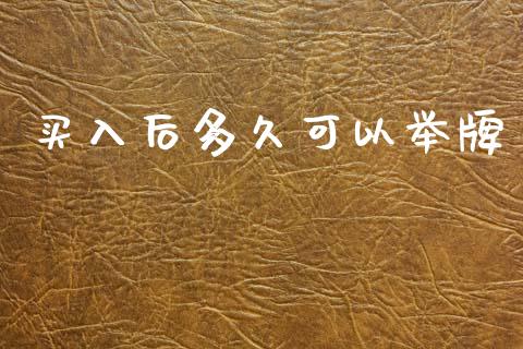 买入后多久可以举牌_https://www.lcjysmgs.com_德指行情直播_第1张