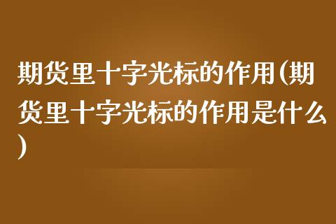 期货里十字光标的作用(期货里十字光标的作用是什么)_https://www.lcjysmgs.com_恒指直播平台_第1张
