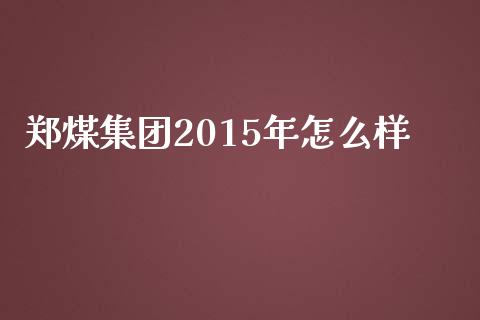 郑煤集团2015年怎么样_https://www.lcjysmgs.com_恒指直播平台_第1张