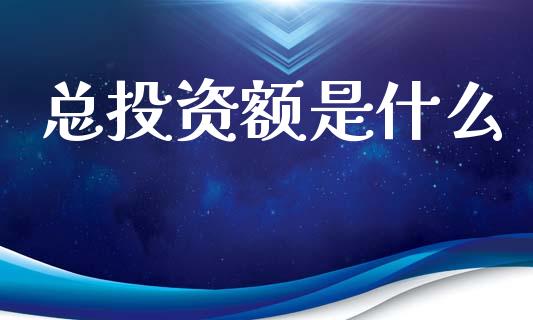 总投资额是什么_https://www.lcjysmgs.com_德指行情直播_第1张