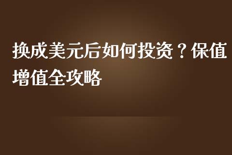 换成美元后如何投资？保值增值全攻略_https://www.lcjysmgs.com_黄金期货直播喊单_第1张