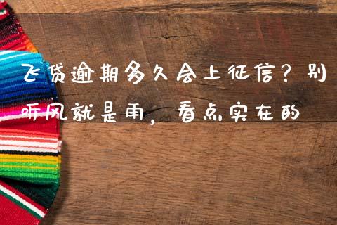 飞贷逾期多久会上征信？别听风就是雨，看点实在的_https://www.lcjysmgs.com_黄金期货直播喊单_第1张