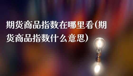 期货商品指数在哪里看(期货商品指数什么意思)_https://www.lcjysmgs.com_德指行情直播_第1张