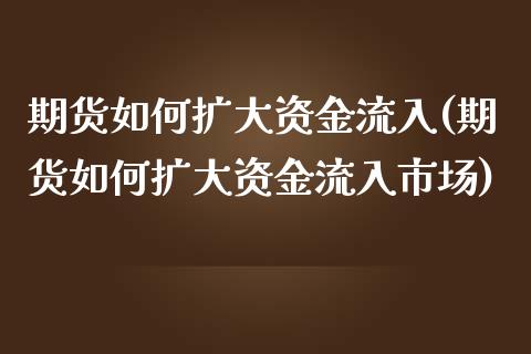 期货如何扩大资金流入(期货如何扩大资金流入市场)_https://www.lcjysmgs.com_德指行情直播_第1张