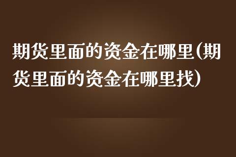 期货里面的资金在哪里(期货里面的资金在哪里找)_https://www.lcjysmgs.com_德指行情直播_第1张