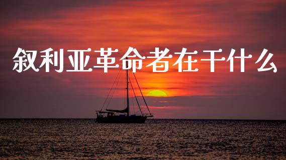 叙利亚革命者在干什么_https://www.lcjysmgs.com_黄金期货直播喊单_第1张