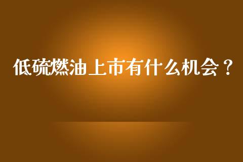 低硫燃油上市有什么机会？_https://www.lcjysmgs.com_恒生指数直播_第1张