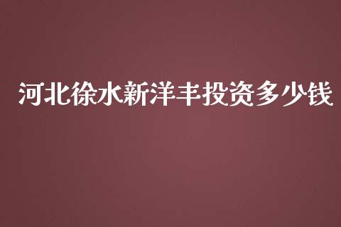 河北徐水新洋丰投资多少钱_https://www.lcjysmgs.com_德指行情直播_第1张