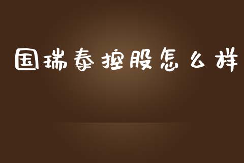 国瑞泰控股怎么样_https://www.lcjysmgs.com_德指行情直播_第1张